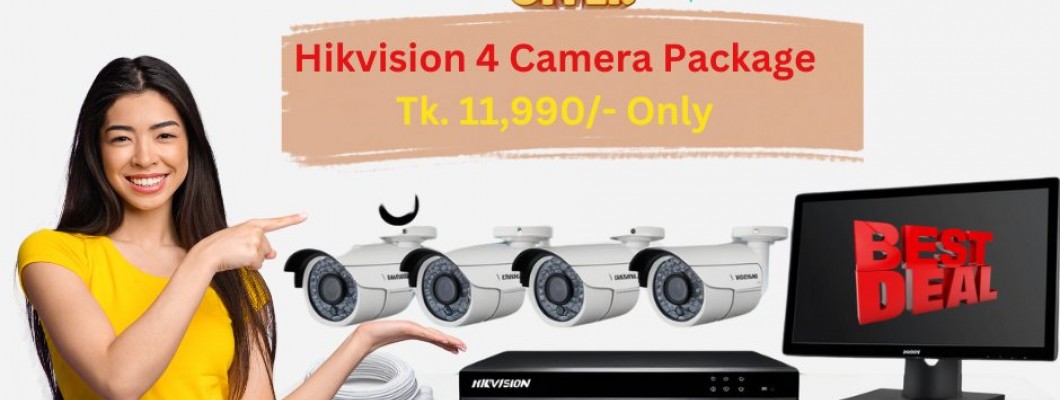 Hikvision 4 HD ক্যামেরার প্যাকেজ with Monitor – মাত্র ১১,৯৯০/-