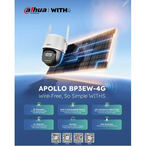 Dahua DH-BP3EW-4G 3MP WizColor 4G Outdoor Solar Pan and Tilt Camera